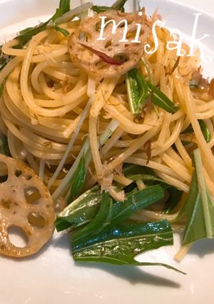 和風☆水菜と蓮根のパスタ-レシピのメイン写真