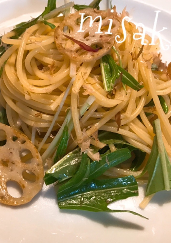 和風☆水菜と蓮根のパスタ-レシピのメイン写真