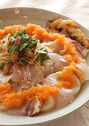 にんじんドレッシングのお刺身サラダ-レシピのメイン写真