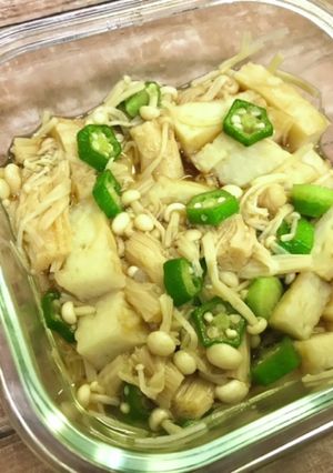 レンジで簡単！エノキとオクラの梅干し和え-レシピのメイン写真