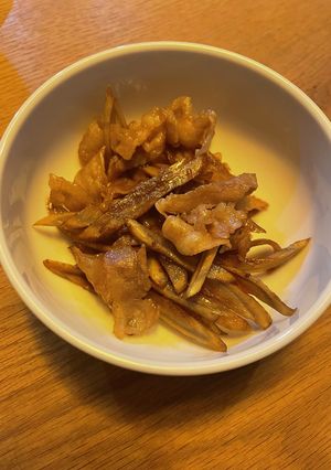 ごぼうと豚バラの甘辛炒め-レシピのメイン写真
