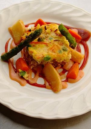 ハンバーグと玉子の二色焼き-レシピのメイン写真