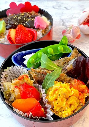令和四年　如月8　アジおかか青のり弁当-レシピのメイン写真
