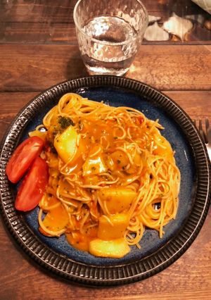 簡単　カニのトマトクリームスパゲティ-レシピのメイン写真