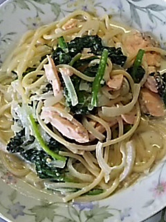 サーモンとドッサリほうれん草のパスタ-レシピのメイン写真