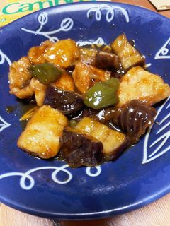 鶏肉と茄子とピーマン甘ポン酢炒め-レシピのメイン写真