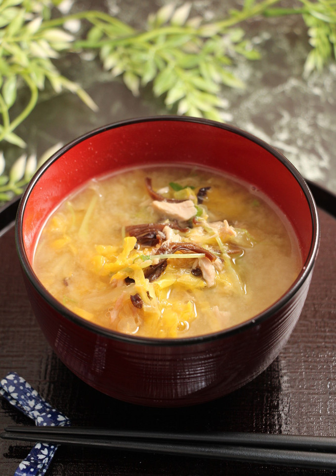 簡単！ツナと白菜のお味噌汁　+きくらげ-レシピのメイン写真