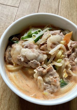 面倒くさがり屋さんの豆乳豚キムチうどん-レシピのメイン写真