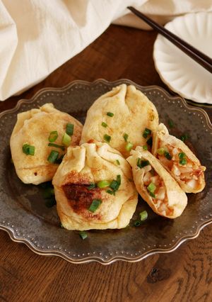 キムチ×納豆×長芋の巾着焼き-レシピのメイン写真