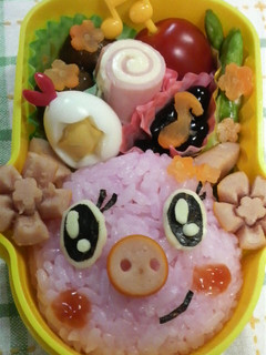 ピンクのブタちゃん弁当♪キャラ弁-レシピのメイン写真