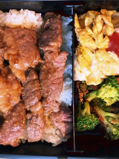 牛肉ステーキ高校生男子弁当-レシピのメイン写真