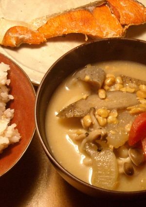 ゴロゴロ根菜の納豆汁-レシピのメイン写真