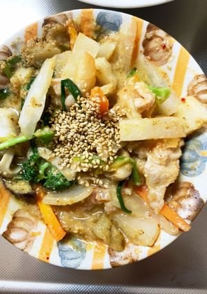 簡単チゲうどん味豚こま大根青椒肉絲風-レシピのメイン写真