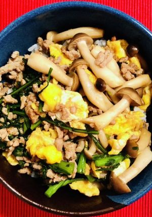 春菊入りオイスターそぼろ丼-レシピのメイン写真