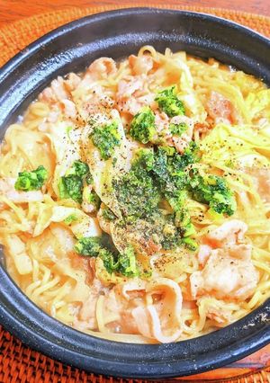 豚キャベツ鍋焼きラーメン-レシピのメイン写真