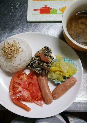 和風モーニングプレートと即席お味噌汁-レシピのメイン写真