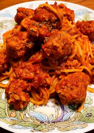 ルパンが食べたミートボールスパゲティ！-レシピのメイン写真
