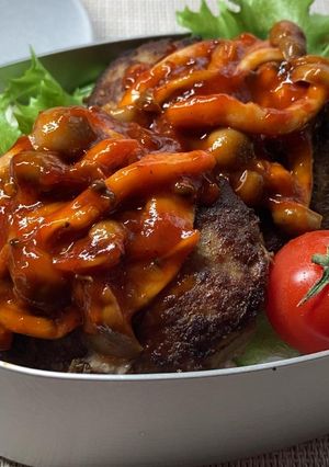 きのこソースのハンバーグ弁当-レシピのメイン写真