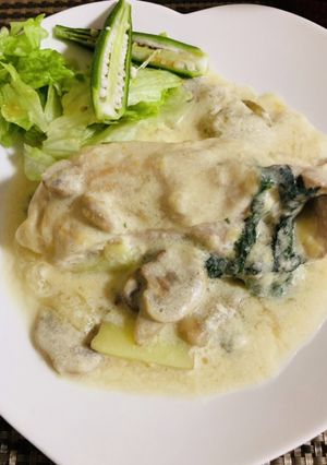 簡単！柔らかなむね肉のクリームソースがけ-レシピのメイン写真
