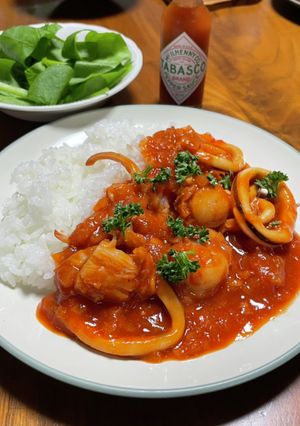 ワンプレート★イカのケチャップ炒煮ライス-レシピのメイン写真