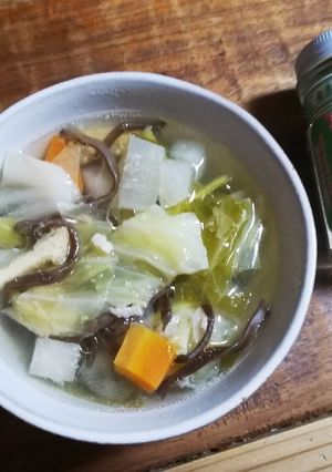 きくらげとキャベツと生姜と豚バラのスープ-レシピのメイン写真