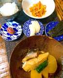 ブリカマ大根と切干し大根で昼ご飯