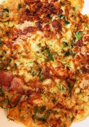 出汁で食べる！もちふわ水菜のお好み焼き☆-レシピのメイン写真