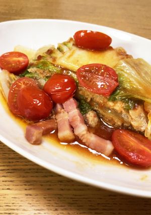 レンジで！白菜とひき肉のトマト煮-レシピのメイン写真