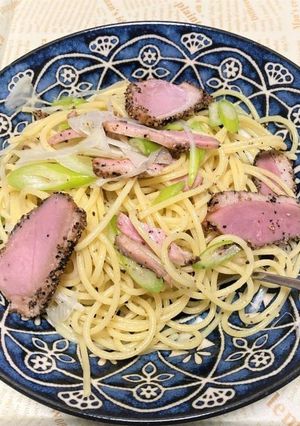 合鴨のパストラミと長ネギの大人味パスタ-レシピのメイン写真