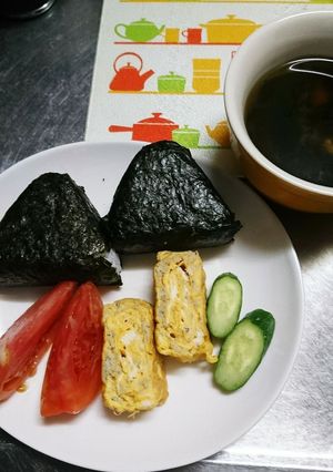 ちりめんじゃこの卵焼きの朝のプレート-レシピのメイン写真