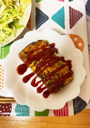 グリルチキンと黒胡麻のオムレツ-レシピのメイン写真