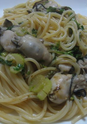 かきと春菊のパスタ-レシピのメイン写真