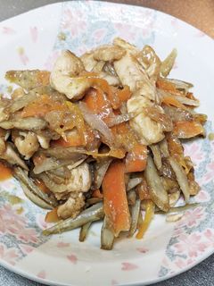 鶏むね肉とごぼうと人参のきんぴら風-レシピのメイン写真