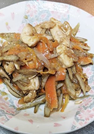 鶏むね肉とごぼうと人参のきんぴら風-レシピのメイン写真