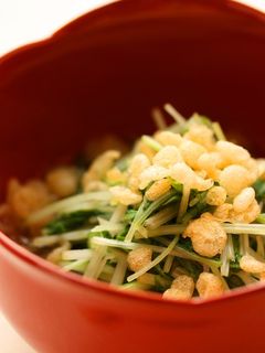 めんつゆで!水菜の揚げ玉のせ-レシピのメイン写真