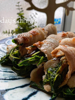 豆苗と塩昆布と豚バラ巻き(梅風味)-レシピのメイン写真