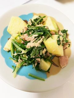 水菜とツナとリンゴのサラダ-レシピのメイン写真