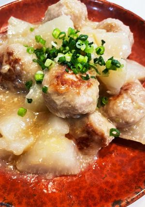 親子で食べれる♡カブと肉団子の味噌餡-レシピのメイン写真