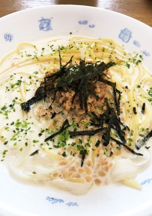 簡単時短 納豆ミルクスープパスタ-レシピのメイン写真