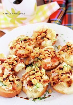 カリカリ食感！ポテサラカナッペおつまみ-レシピのメイン写真