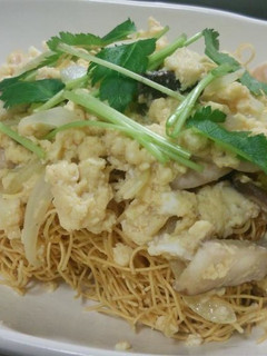 秋の親子とじ風皿うどん-レシピのメイン写真
