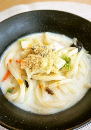 【朝食】豆乳ちゃんぽんうどん-レシピのメイン写真