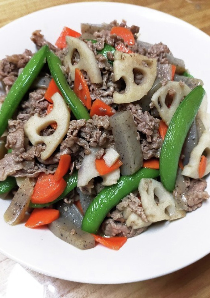 簡単！牛肉とれんこんの炒め煮-レシピのメイン写真