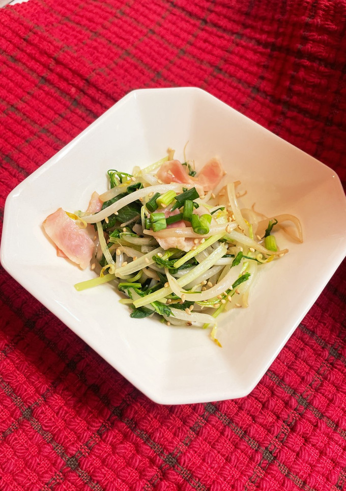 ベーコンともやしと水菜のオイスター炒め-レシピのメイン写真