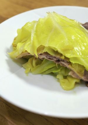 ほっとく料理♪キャベツと豚バラの重ね蒸し-レシピのメイン写真