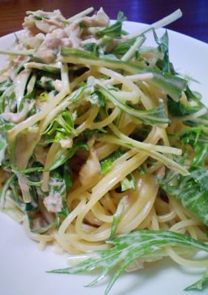 半冷製パスタ★水菜とツナのマヨスパゲティ-レシピのメイン写真