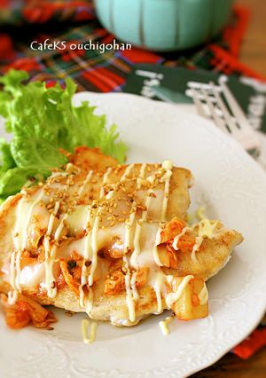 鶏むね一枚でメイン、キムチーズ焼き-レシピのメイン写真