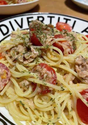ツナトマトと塩昆布の混ぜ混ぜパスタ-レシピのメイン写真