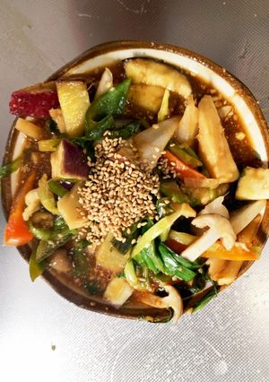 お一人様☆肉無オイ甘酢とろみ温野菜サラダ-レシピのメイン写真