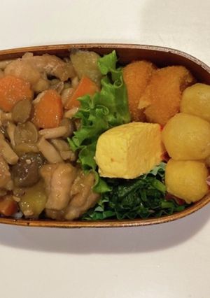 さつまいもと鶏肉炒め弁当-レシピのメイン写真